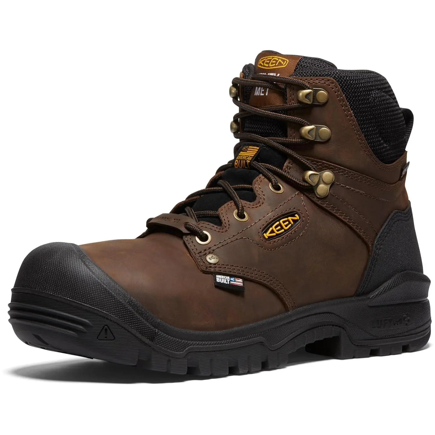 KEEN Utility Men's Independence 6" Composite Toe Internal Metatarsal Guard Waterproof Work Boots, Dark Earth/Black, 7 D