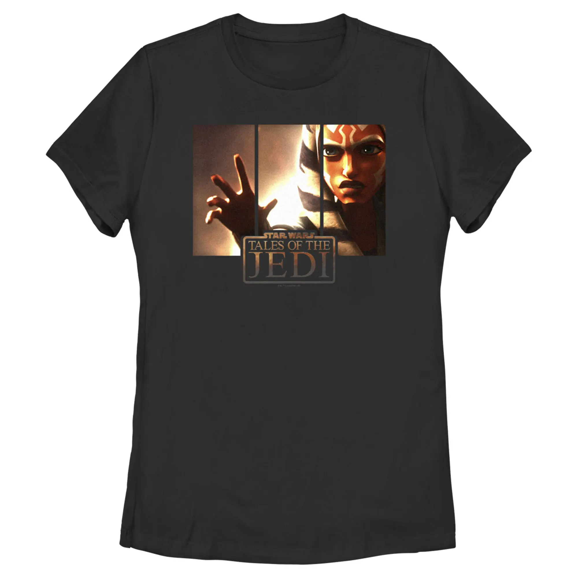 Women's 'Use the Force' Graphic T-Shirt, Casual Short Sleeve Fashion Top with Sci-Fi Warrior Panel Print