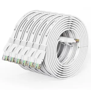 6 Ethernet  5ft (6 Pack) (at a Cat5e Price but Higher Bandwidth) Flat Internet Network Cables - Cat6 Ethernet Patch  Short - White Computer LAN  with Snagless RJ45 Connectors