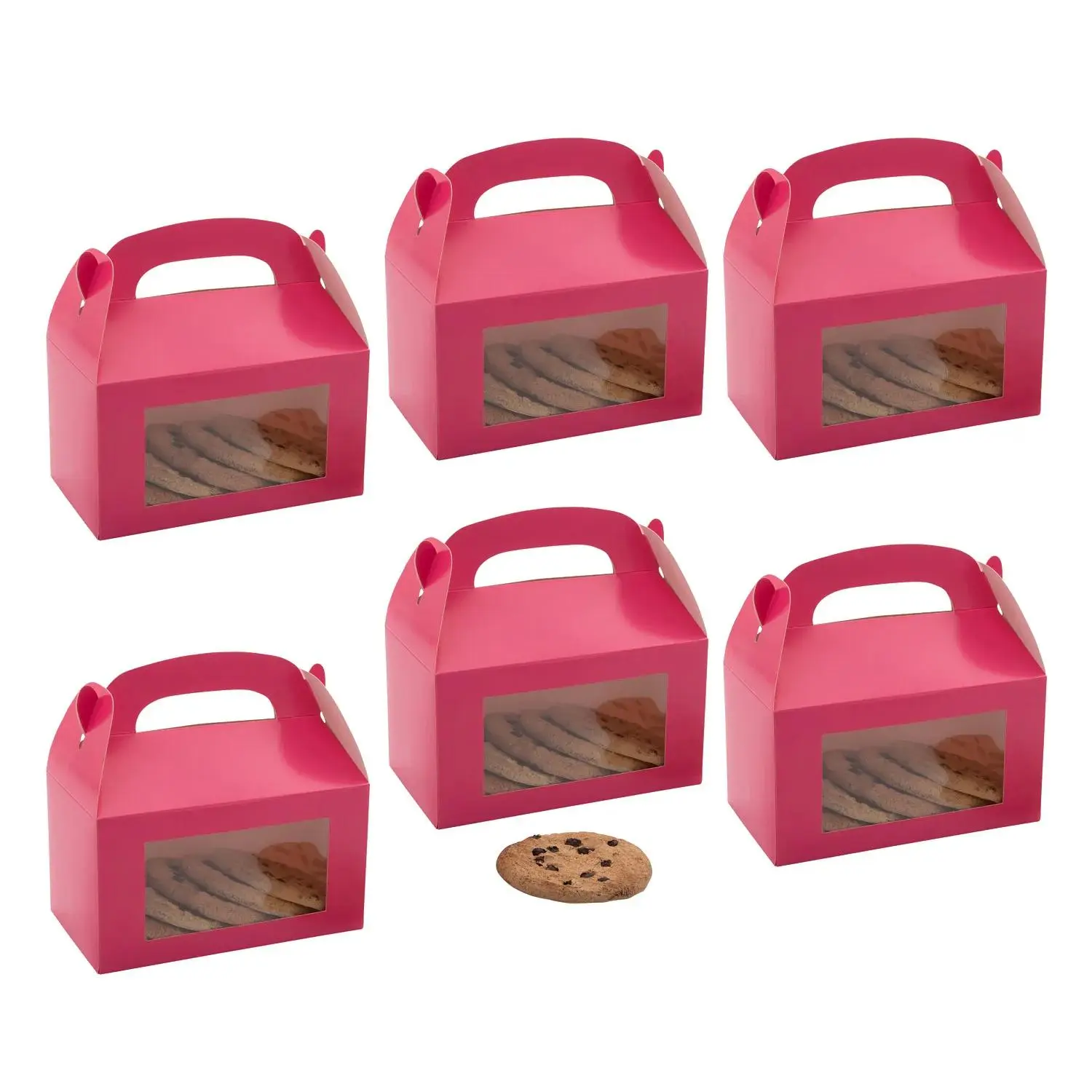 Charming 6"x7" Pink Cardstock Treat Boxes with Display Window, Bulk 48-Pc Elegant Gift Box Set, Ideal for Birthday Gifting & Wedding Party Favors, Birthday Gift Box, Decor Gifts