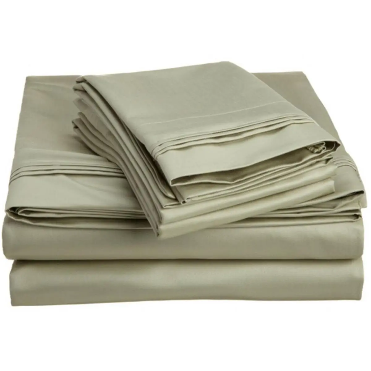 212 MAIN Queen Size 4-Piece 1500 Thread Count Egyptian Cotton Sateen Weave Solid Sage Bedsheet Set - Durable, Long-Wear Bedding Linens, Bedding Supplies, Sheets Egyptian Cotton