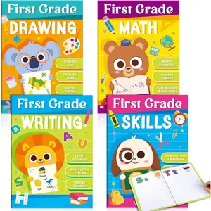 4 Pack 1st Grade Workbook Set for  Ages 6-7 Fun First Grade Workbook for Learning Drawing Math Skill Writing  Subjects Curriculum  Preparation Bridging