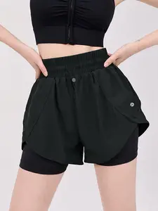Women's Two-Layer Sporty Casual Quick-Dry Shorts, Athleisure Shorts, Fitness Shorts, Cycling Shorts, Gym Shorts, Summer Sports Wear, Breathable & Lightweight Design