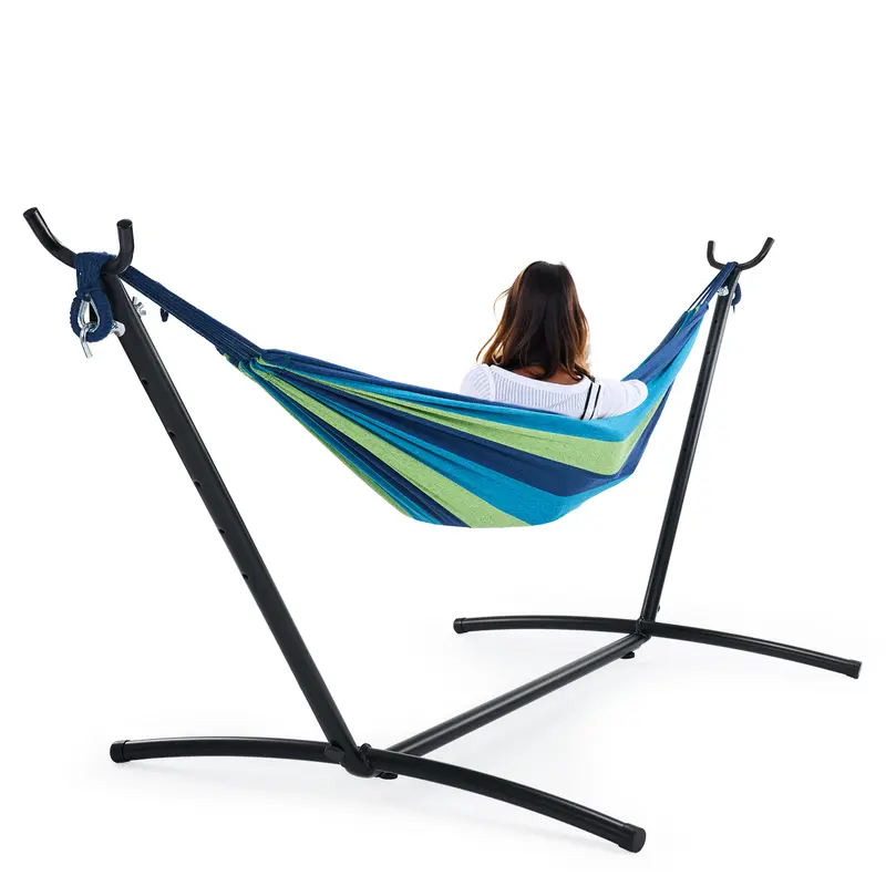 PNAEUT Double Hammocks with Stand for Outside, Portable Space Saving Heavy-Duty Steel Stand for Indoor Outdoor Patio with Carrying Bag, 450 lbs Capacity (Aqua PNAEUT Double Hammocks with Stand for Outside, Portable Space Saving Heavy-Duty Steel Stand for Indoor Outdoor Patio with Carrying Bag, 450 lbs Capacity (Aqua