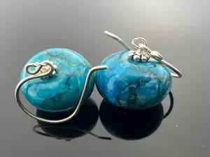 Blue Ocean Jasper Earrings · 925 Sterling Silver Dangles · Natural Gemstone Jewelry · Earthy Boho Gift