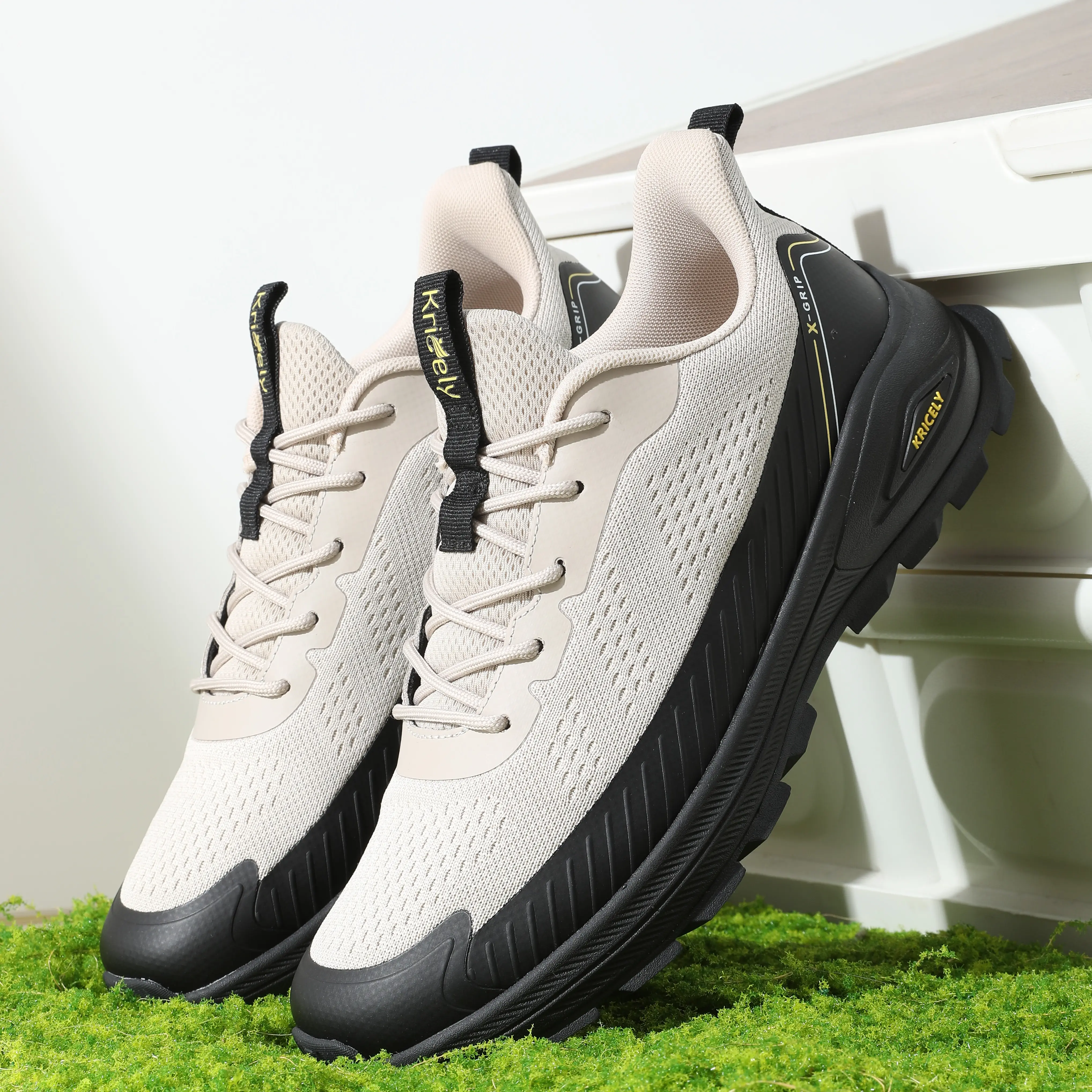 KRICELY Men's Fly-Knit Trail Running Shoes, Lightweight Breathable Athletic Sneakers, Closed-Toe Design with Excellent Grip for Trail, Travel, Foam, Men's Shoes