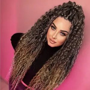 WIGER Wavy Double Ended Dreadlock Extensions DE Blonde Curly Dreads Extension Wavy Twist Faux Locs Hair Ombre Honey Blonde 10 Strands Handmade Synthetic Soft Locs Hair Bundle (Curly Dreads, 4/27)