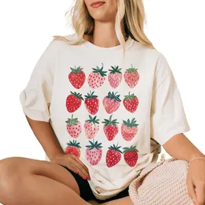 The Strawberry Comfort Color Shirt, Cute Strawberry Shirt, Cottagecore Beries Shirt, Crew Neck, Menswear Top, Womenswear Top Underwear Streetwear