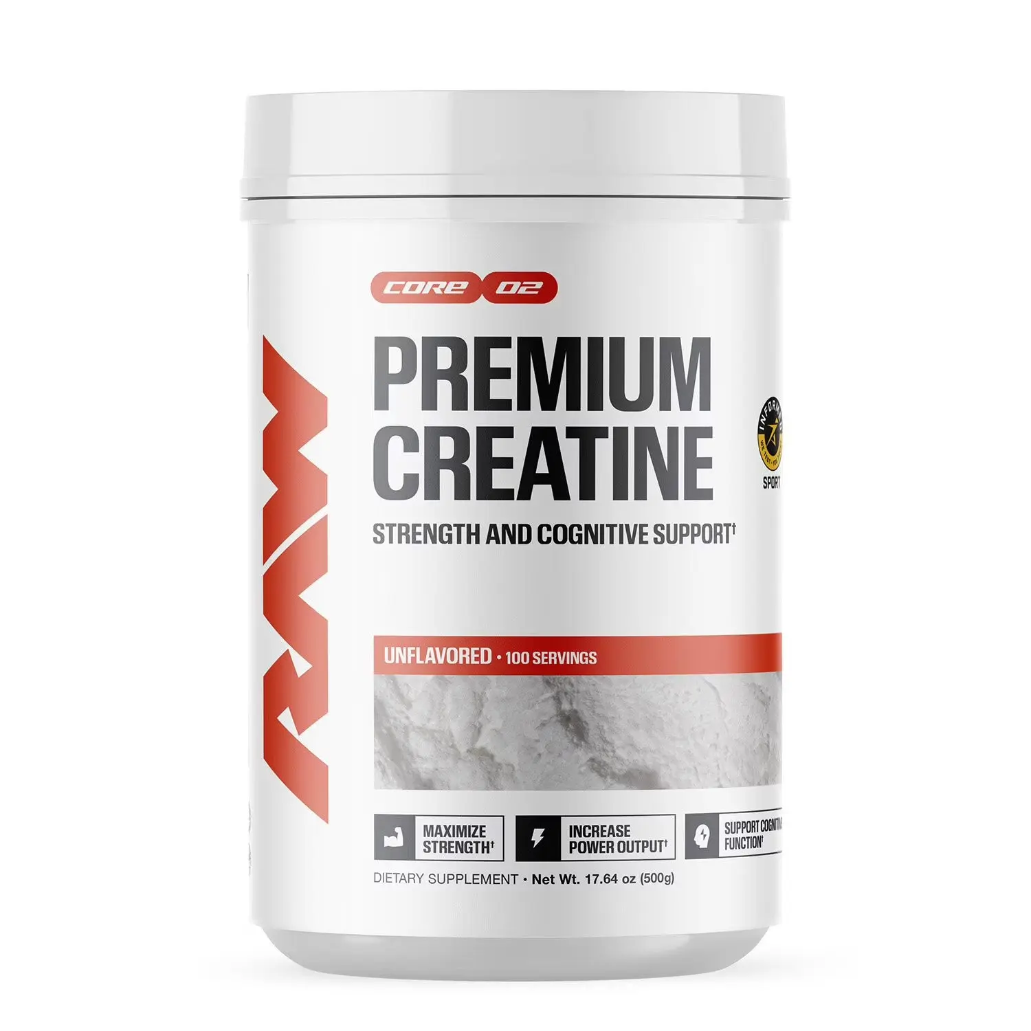 Raw Nutrition 100% Creatine Monohydrate - 100 Servings Pure Unflavored