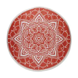 Design Imports Reversible Boho Floral Outdoor R ug 5' Round