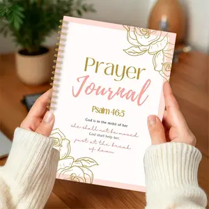 Single Color Gold Rose Prayer Daily Devotional Journal Notebook, A5 Size, 100 Pages, Perfect for Recording Prayers, Tracking Good Deeds, Bible Reading