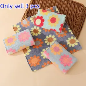 3 Pack Sunflower Floral Face Towels, Hand Towels, Ultra Soft Quick-Dry, Super Absorbent, Chemical-Free, Suitable for All Skin Types, Home & Bathroom Use