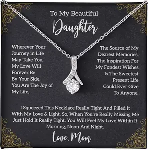 To My Daughter Gift Necklace From Dad or Mom - Badass Daughter Jewelry With Heartfelt Message & Elegant Box