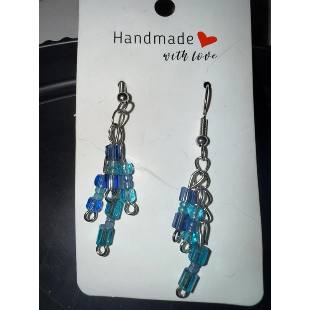 Handmade with Love, Dreamy Dear, Earrings Blue and Clear Dangle