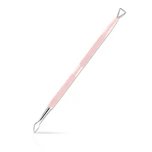Dual-end Gel Nail Cuticle Pusher Dead Skin Remover Nail Dirt Cleaner Tool 410 Stainless Steel Pink