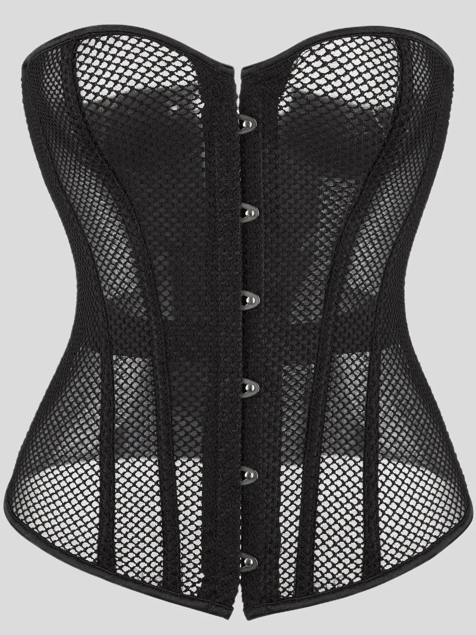 Black Mesh Patchwork Satin Bandeau Corset With Boning Shaping / Dark Hot Girl Style / Party Outfit / Summer Look