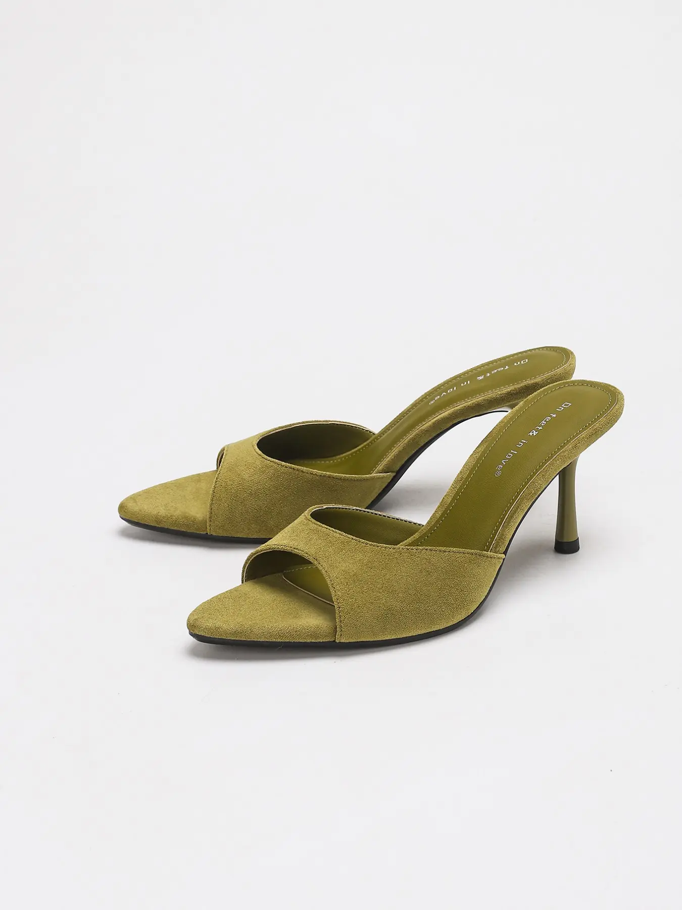 Women's Suede Heeled Mules | Peep Toe Kitten Heel Slides | Summer Dressy High Heel Sandals for Women | Casual Elegant Heels for Daily Vacation Party design open toe soft sole high heel footwear