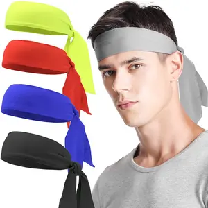 1pc Men's Polyester Sports Headscarf - Solid Color, Sweat-Absorbing, Breathable Headband with Samurai Streamer, Ideal for Athletes, Great Gift for Sports Enthusiasts