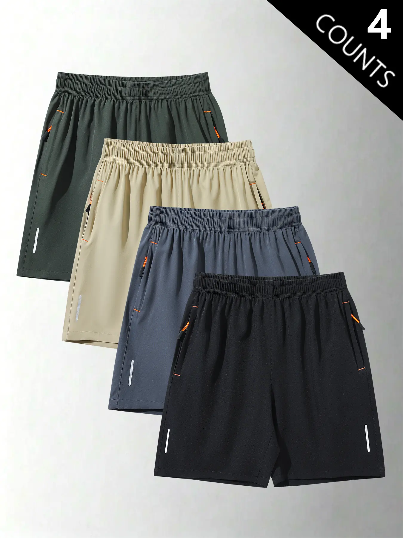 4-Pack Men’s Summer Ice Silk Lightweight Breathable Knee-Length Shorts — Trendy High Street/Street Style Casual Loose Fit, Versatile Running & Fitness Shorts for Men