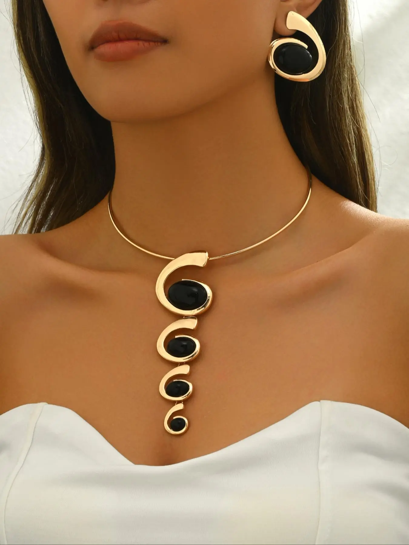 Women's Boho Style Minimalist Long Pendant Necklace & Earrings, Necklace And Earring Set, Jewelry Set for Party, Daily Clothing Decor, Birthday Gift