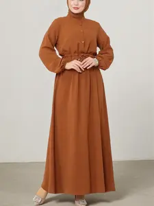 Women's Elegant Dress, Long Sleeve Waist-Cropped Muslim Robe, Casual Daily Abaya, Loose-Fitting, Modest Style Dress, All Seasons, Modest Islamic Clothing, Modesty Muslim Clothing