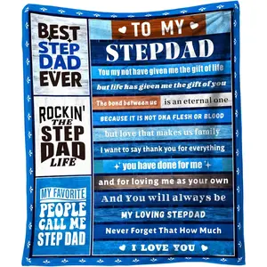 to My Step Dad  Soft Throw Blanket   Blue Throw Gifts for Bonus Dad Meaningful Father's Day Present for Your Father in Law at Christmas