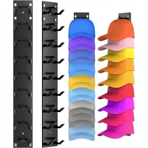 2 Pack Baseball Cap Organizer Wall Adhesive Hat Rack Holds 18 Caps Vertical Storage Display Holder for Door Closet Room Decor Cool Gifts for Boyfriend