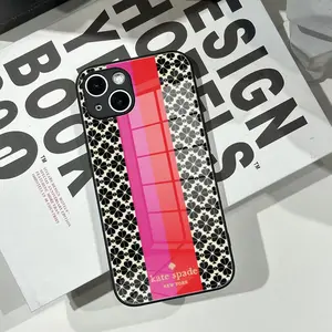 Women Kate Spade Flower Phone Case For iPhone 17 16 Promax 15 Pro 14 Plus 13 Pro 12 mini 11 Samsung Galaxy S25 Plus S24 Ultra S23 Glass phone case