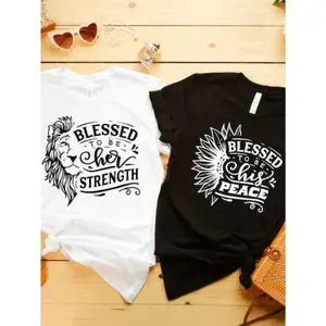 1pc Blessed to Be Her Strength, Blessed to Be His Peace Shirts, Blessed Couple Shirt, Matching Couple Shirt, Wife And Husband Matching Shirt, Husband Wife Shirts, Best Gifts for Wives And Husbands for Christmas