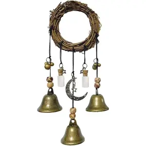 Witch Bells Magical Wind Chimes, Hanger Witchcraft Decor, Crystal Quartz Hanging Pendant Decor