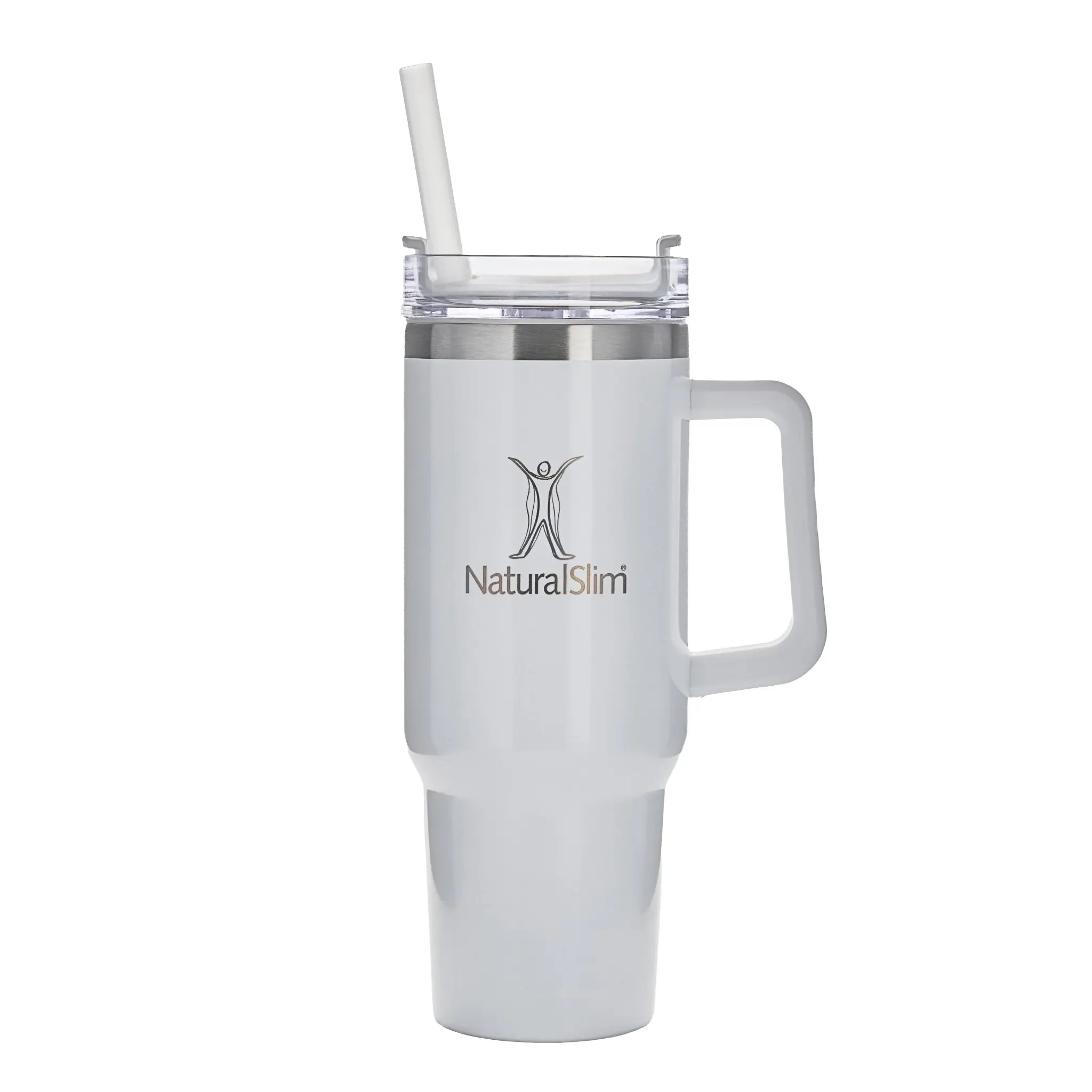 NaturalSlim®️ Tumbler (White) - 40 oz Stainless Steel Insulated Water Bottle Portable Vacuum Flask Mug