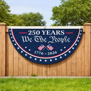 USA Semiquincentennial Banner,1776-2026 Patriotic Fence Decor, We The People 250th Anniversary Sign | Fence Flag For Home Decoration, Outdoor & Garden