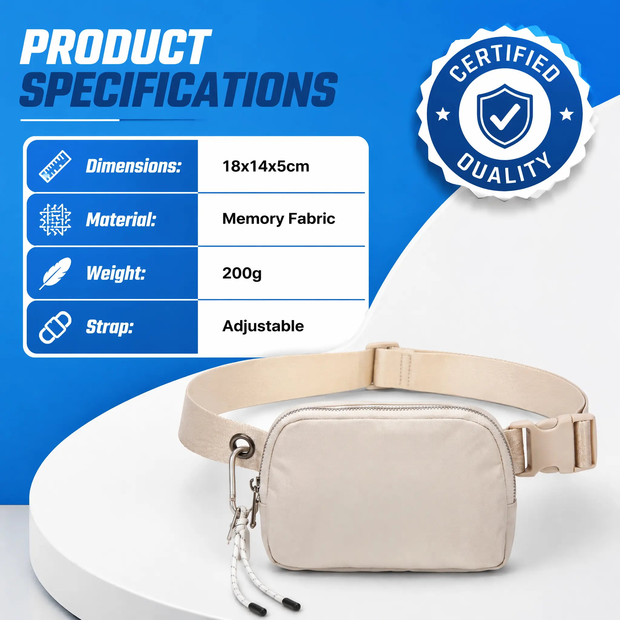 Unisex Waist Bag | Memory Fabric Fanny Pack & Crossbody Chest Bag | Water-Resistant Belt Bag with Adjustable Strap for Travel & Everyday Use