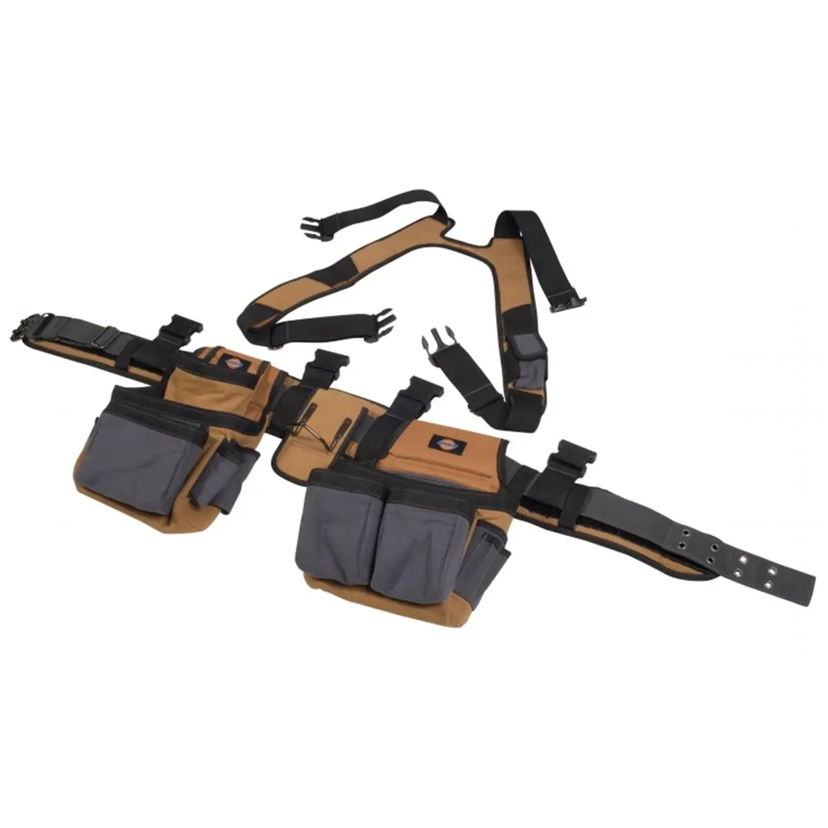 Dickies Men's 4-Piece Carpenter's Rig (JS Products 57023) - Rugged Tool Bag & Suspenders, Waist-Mounted Organizer with Pouches, Multiple Pockets, Durable Fabric, Padded Design, 32-56in Waists, Carabiner Hook, Steel Buckles, 5.2x39.4x14.2in Storage