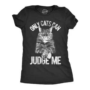 Womens Only Cats Can Judge Me T shirt Funny Cute Pet Mom Kitty Owner Graphic Funny Womens T Shirts Cute Vintage Fashion Casual Ladies T-Shirt Gift Funny Cat Top Women's Novelty Tees Black