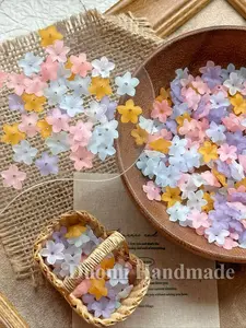 100pcs Floral Frosted Resin Beads for DIY Jewelry Components, Bead Assortment, Vibrant Blue, Perfect for Floral Craft Projects