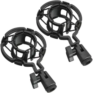 2 Pack Microphone Shock Mount Clip Universal Mic Shock Mounts Holder Anti-Vibration Spider Bracket for Handheld Microphone Dynamic Mic Stand Stereo Diaphragm Condenser Microphone Boom Arm