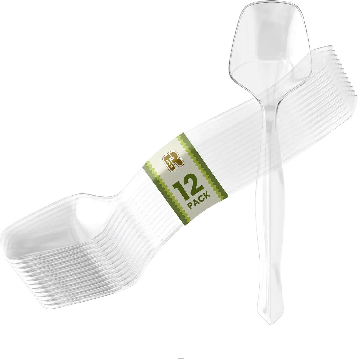 12-Pack Bulk Disposable BPA-Free Sturdy Plastic Serving Spoons, 8.5 in Heavy-Duty Tableware for Hot/Cold Food, Buffet Hosts