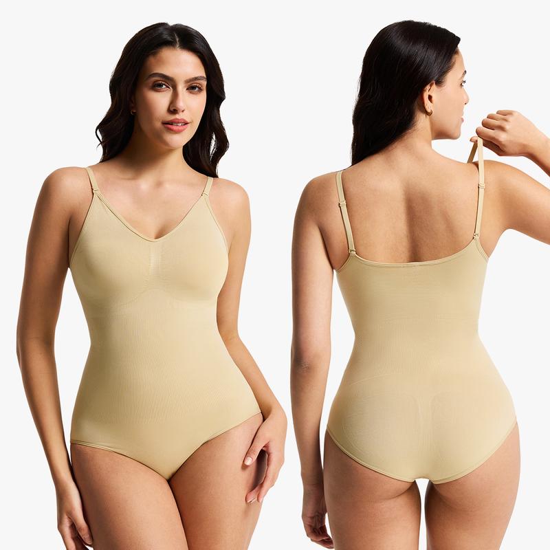 [MAX] Nebility Women's Seamless Vneck Shapewear - Basic Comfortable Sleeveless Camisole, Stretchy Bodysuit with Gentle Tummy Support, Minimalist Womenswear Compression TikTokShopBlackFriday