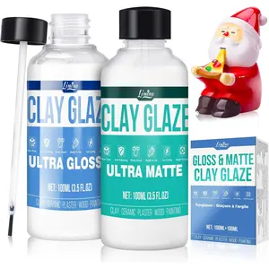 Air Dry Clay Glaze Upgraded Polymer Clay Glaze 2 x 100ml Ultra Gloss and Matte Finish Varnish Pottery Glaze Clay Sealant Prevent Scratches Wear Cracking Professional Quick Dry Clay Tools