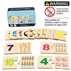Wooden Number Matching Game, 1 Box Colorful Number Puzzle Toy, Number Counting Blocks, Educational Toy for Kids, Ideal Gift for Children
