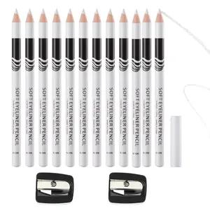 Barber Pencil 12 PCS Hairline Pencil for Men Barber Line up Tool Comes with 2 Pencil Sharpeners Suitable for Men and Women (White)