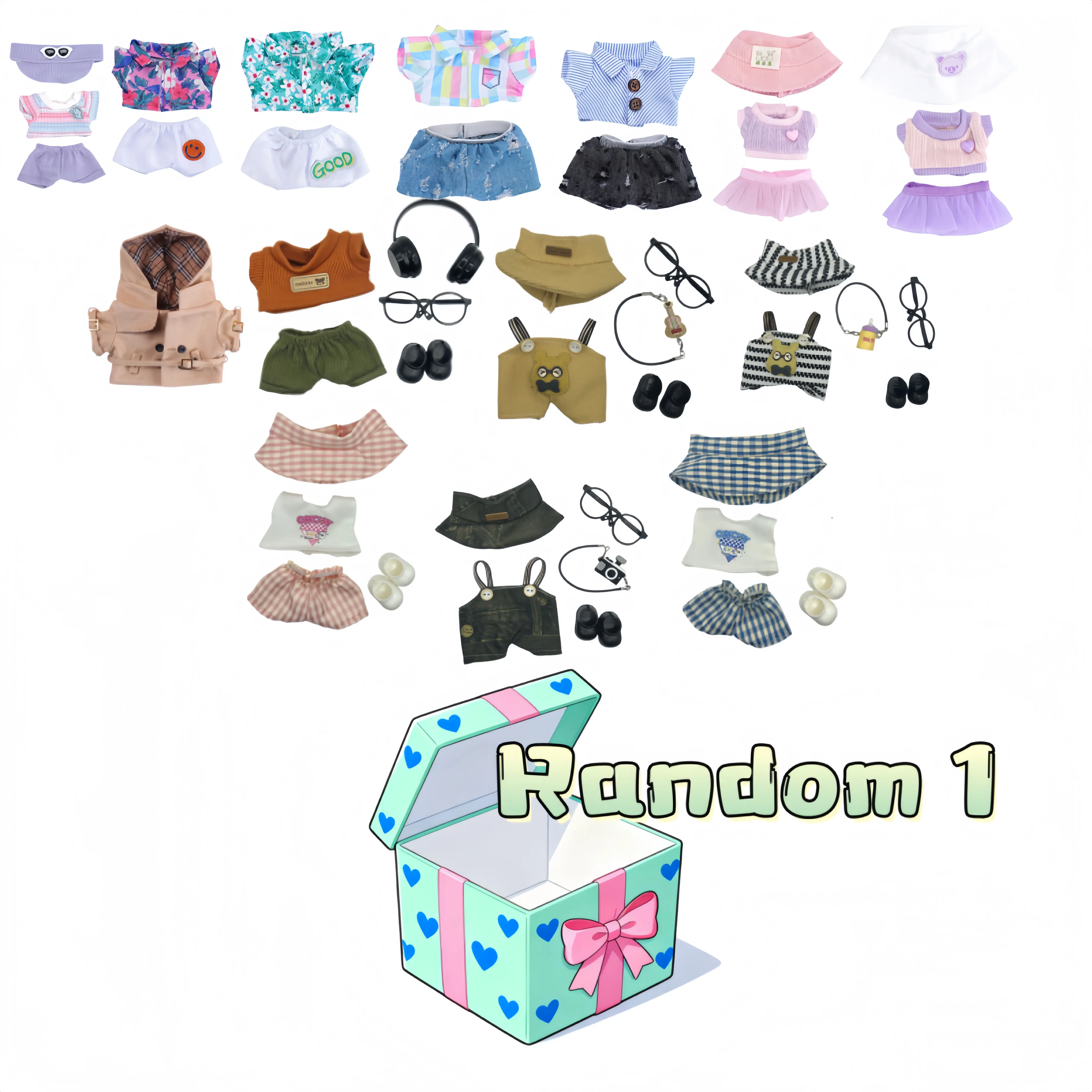 Surprise Doll Wardrobe Blind Box - 500+ Random Fashion Styles, High-Quality Miniature Details, Durable for Play or Display, for 17cm Unisex Collectibles, DIY Hobbyists' Gift for Enthusiasts