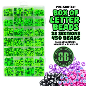Box of Letter Beads - Pre-Sorted Alphabet Beads, Large and Easy to Use!
