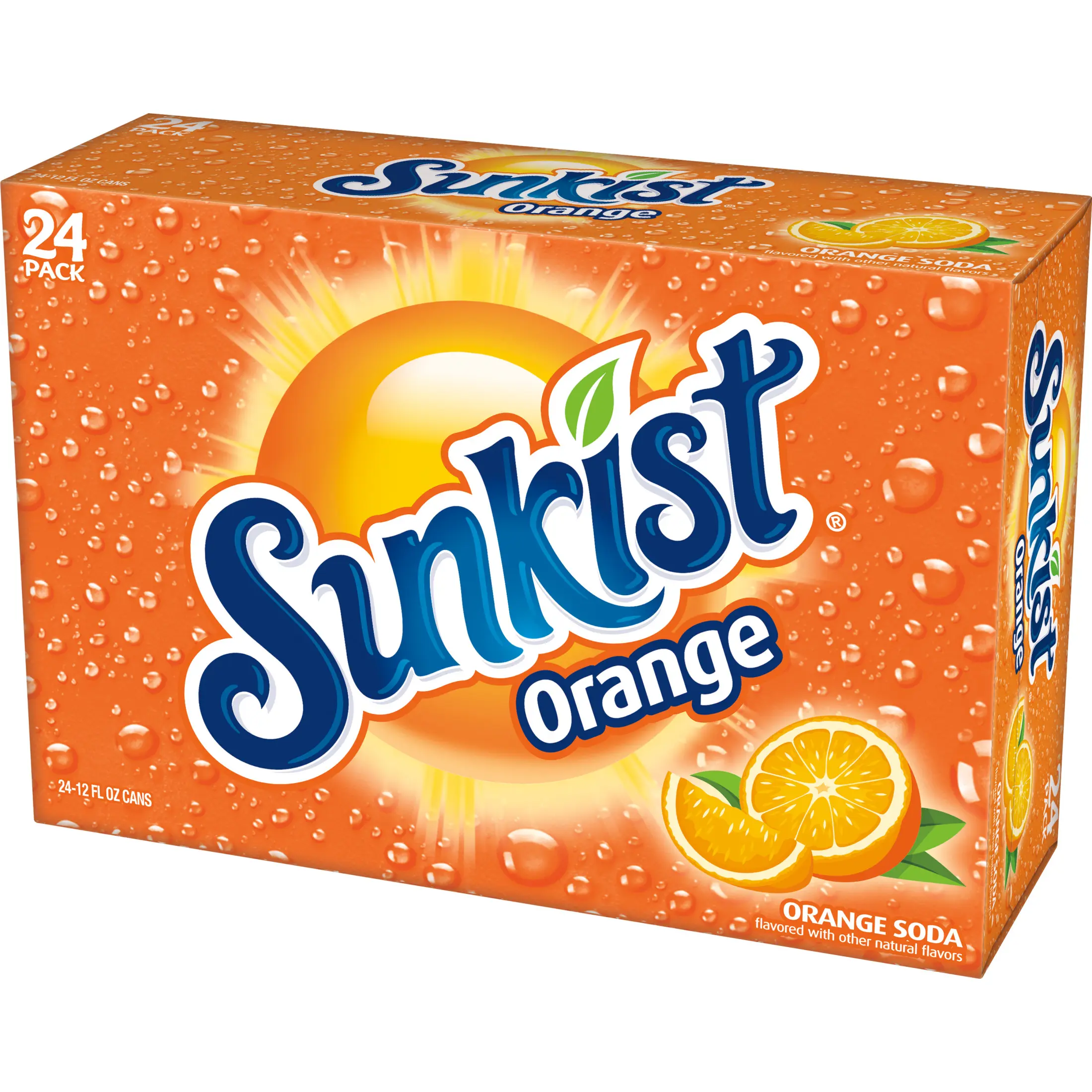 Sunkist Orange Soda Pop, 12 fl oz, 24 Pack Cans