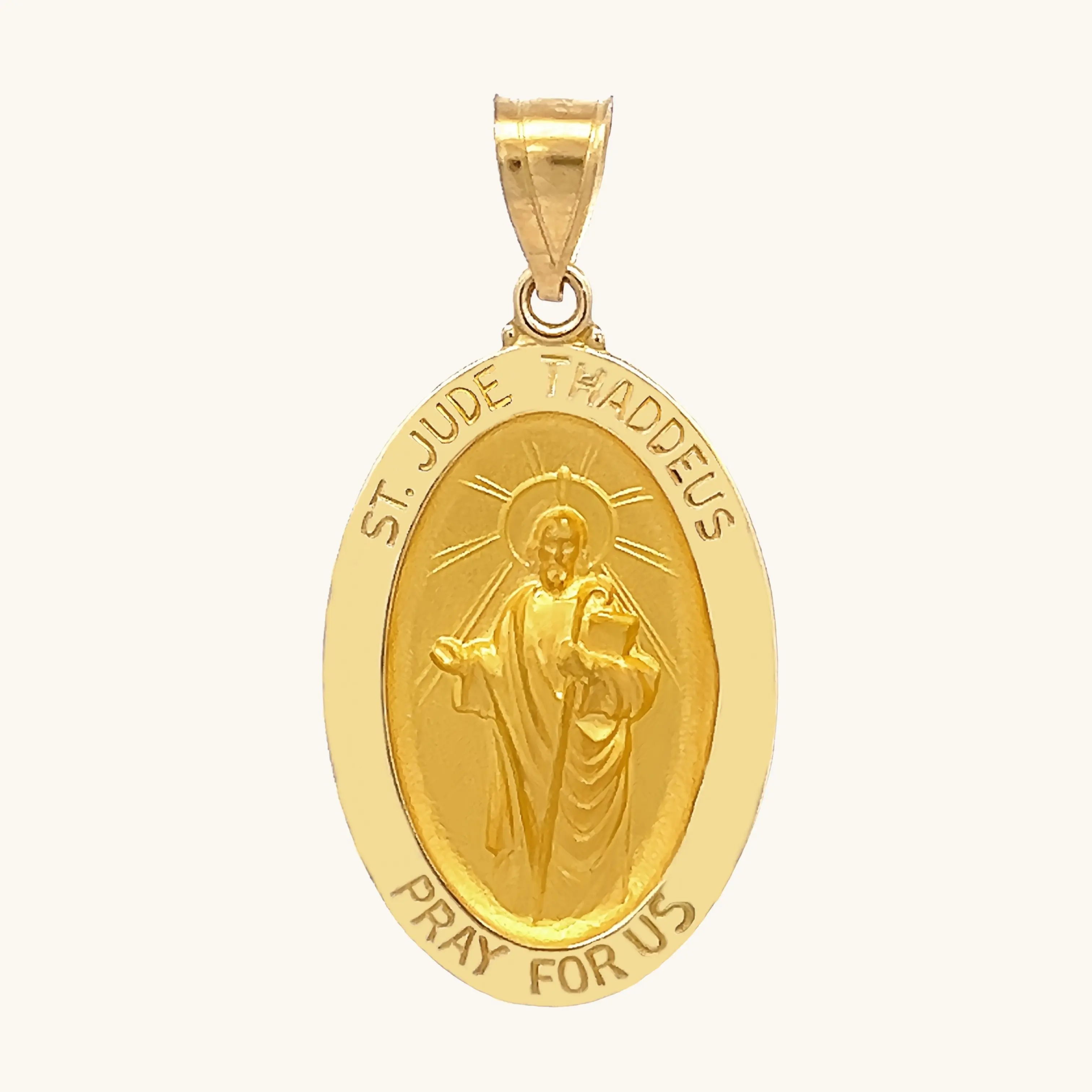 SOLID 14K GOLD SAINT JUDE THADDEUS MEDAL | OVAL
