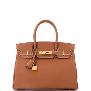 Pre-owned HERMÈS Leather Tote Bags REBAG Hermes Birkin Handbag Gold Togo with Gold Hardware 30 by Rebag
