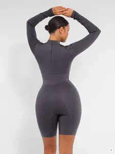 Seamless bust support waist cinching tummy control jumpsuit