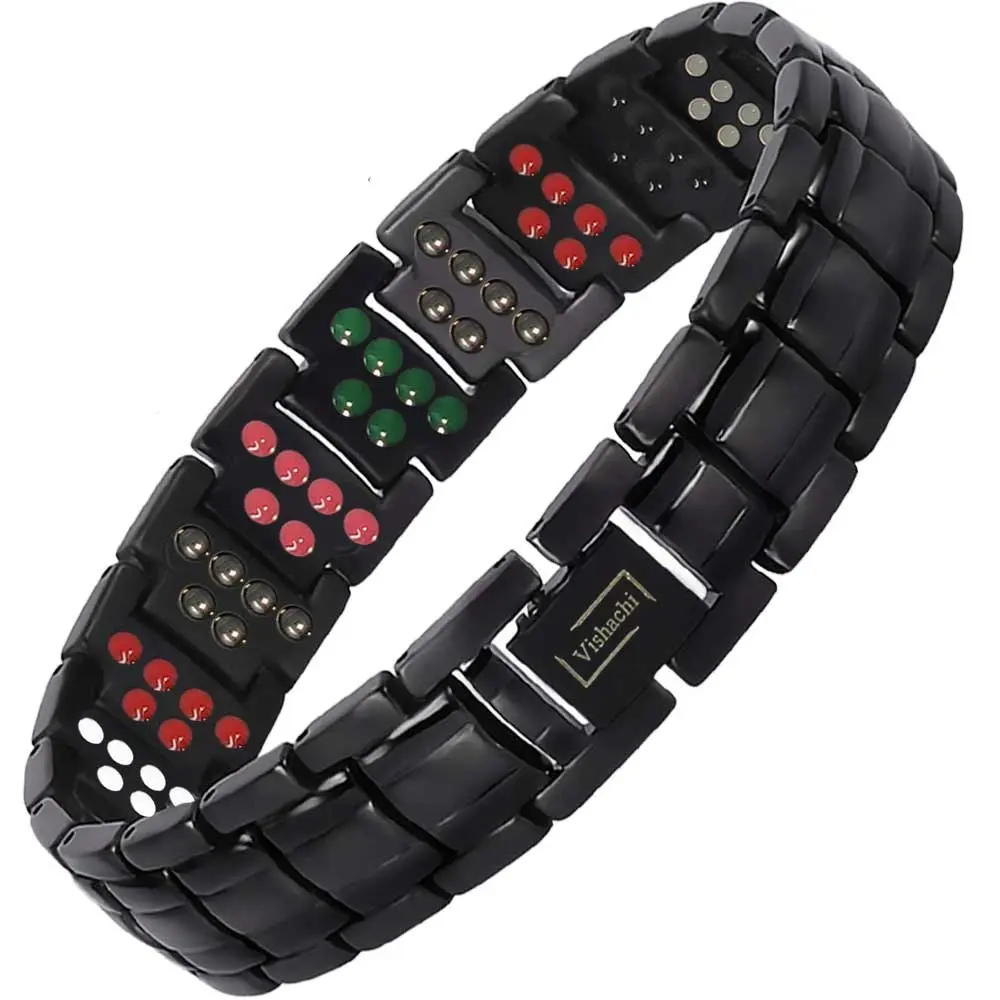 Men's 7-in-1 Elements Titanium Bracelets, Black/White Trendy Fashionable Costume Jewelry Accessories, Trendy Fashionable Accessories, Stackable Bracelets