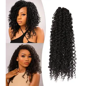 Yanky Twists Crochet Braiding Hair 10 Inch 3 Packs Crochet Hair with Curls Micro Spring Twists Pre-looped Curly Crochet Braids Hair Extensions for Women (1B, 10 Inch (Pack of 3))